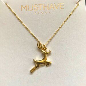 MUSTHAVE Gold Plated Reindeer Pendant Short Necklace